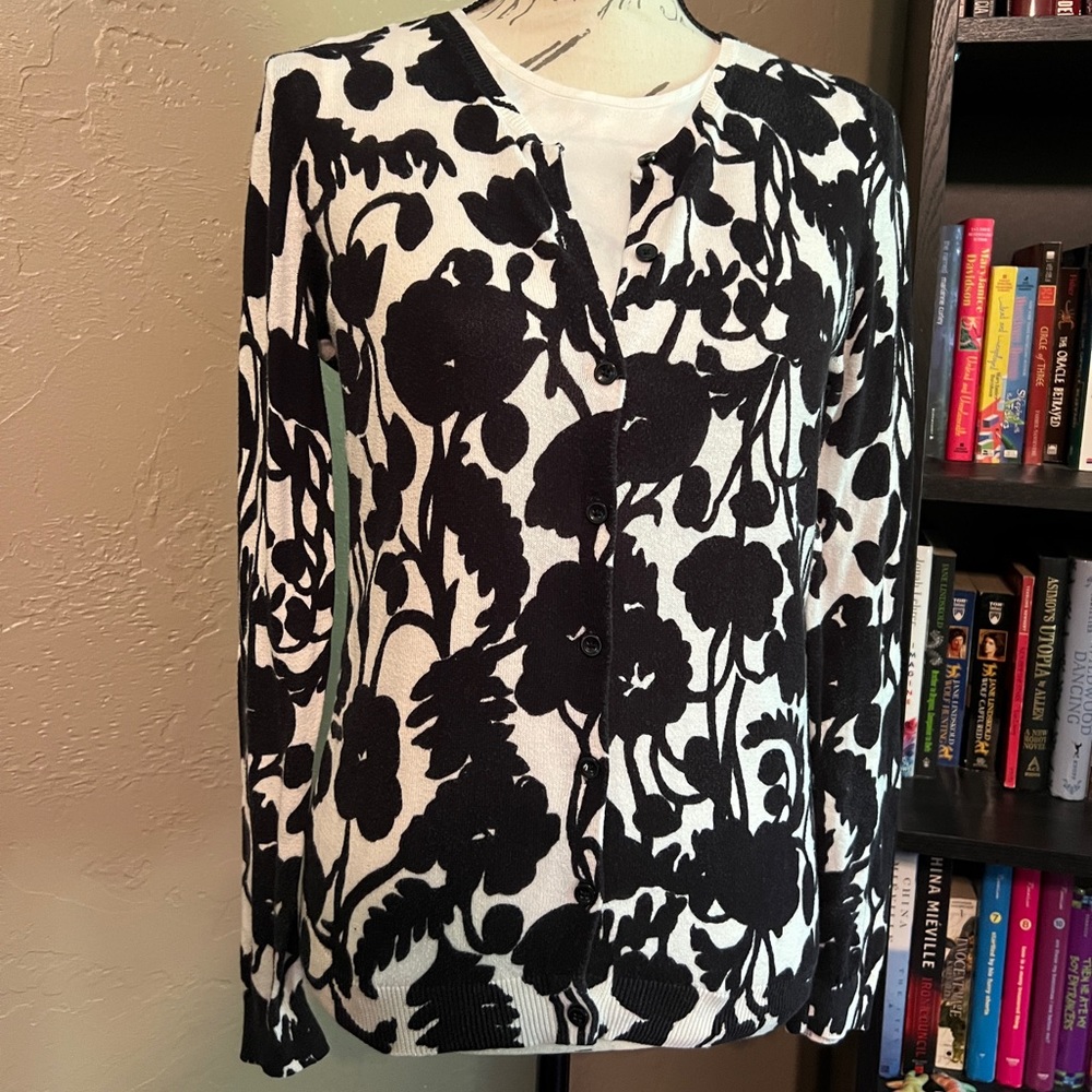 Ann Tattoo BlacK & White Print Cardigan